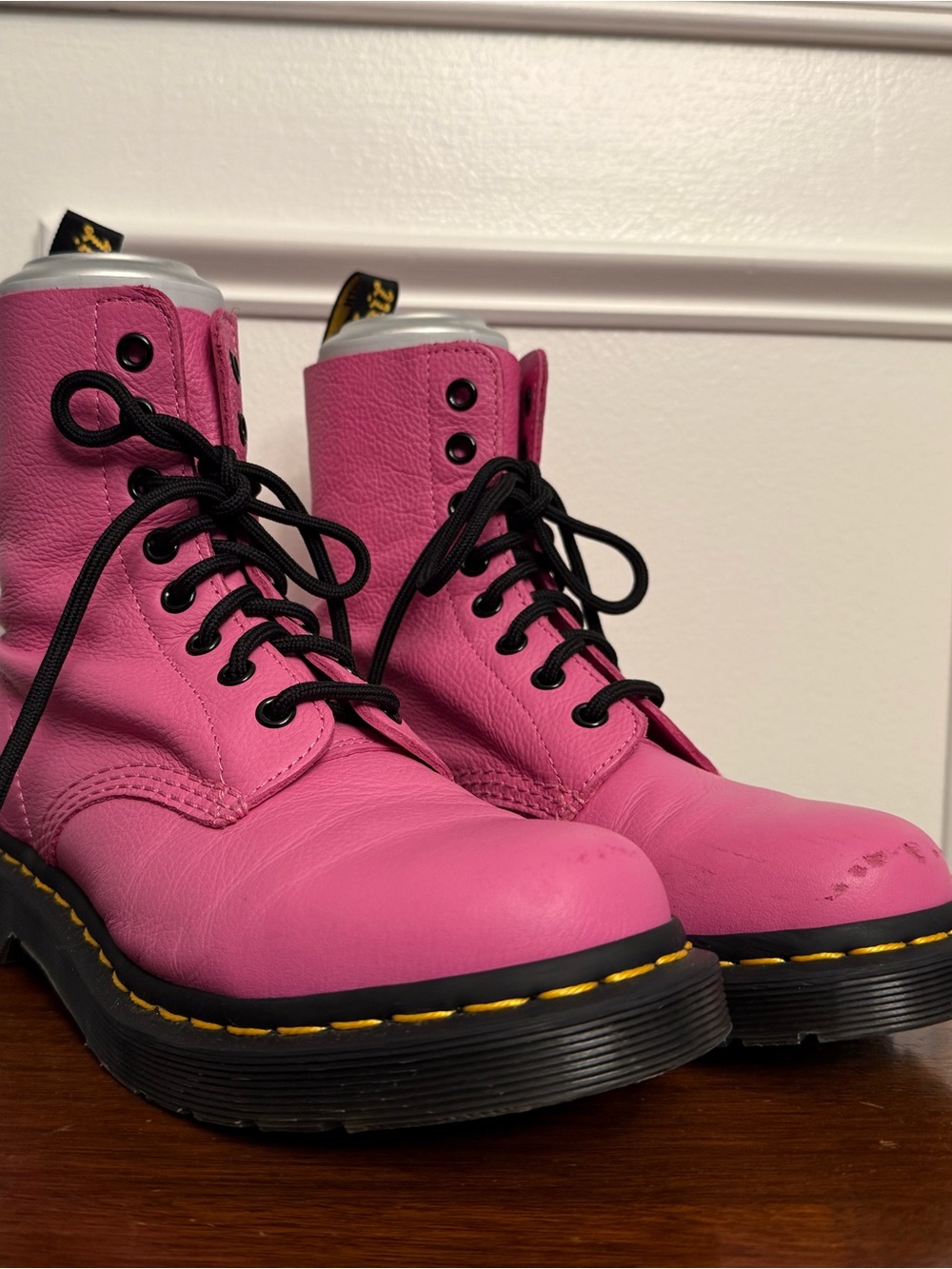 Dr. Martens Pink Leather Lace-Up Boots